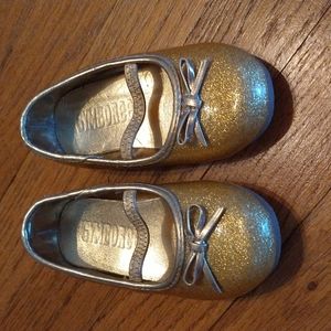 Gold sparkly shoes